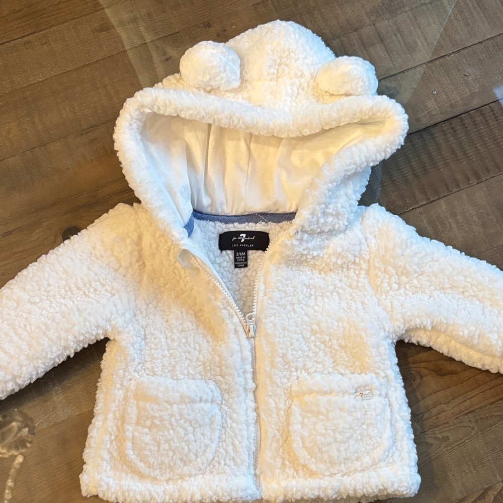 7 For All Mankind White Fleece Kids Jacket
